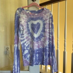 Crewcuts Purple and White Long Sleeve Tee with Tie-Dye Design
